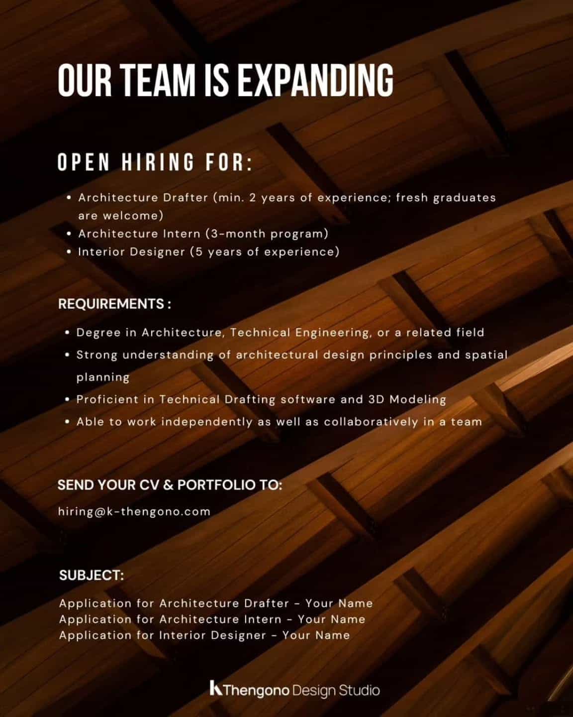 Lowongan Kerja Drafter, Interior Designer & Intern di K Thengono Design Studio - Semarang